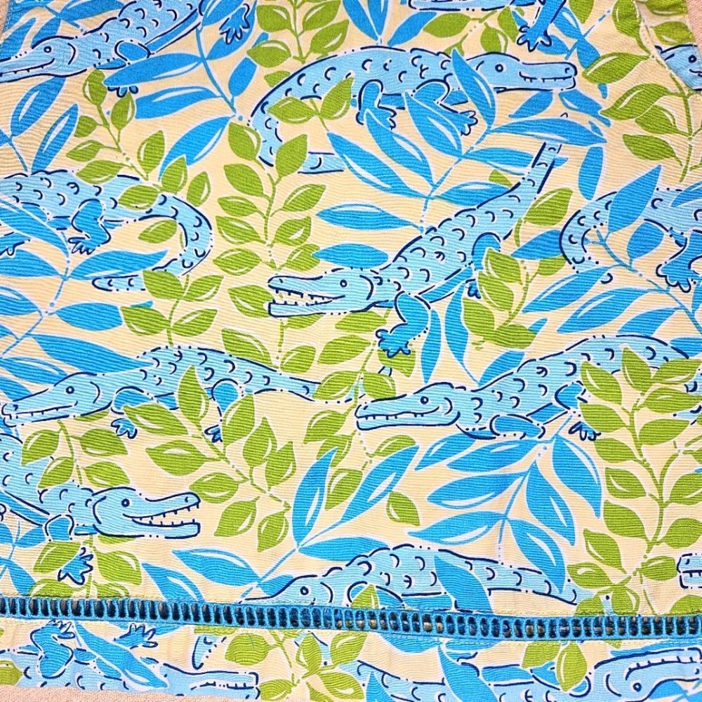 Lilly Pulitzer Mimosa Alligator Vintage Kids Cropped Pants & Top 2 Piece Set - Picture 8 of 13